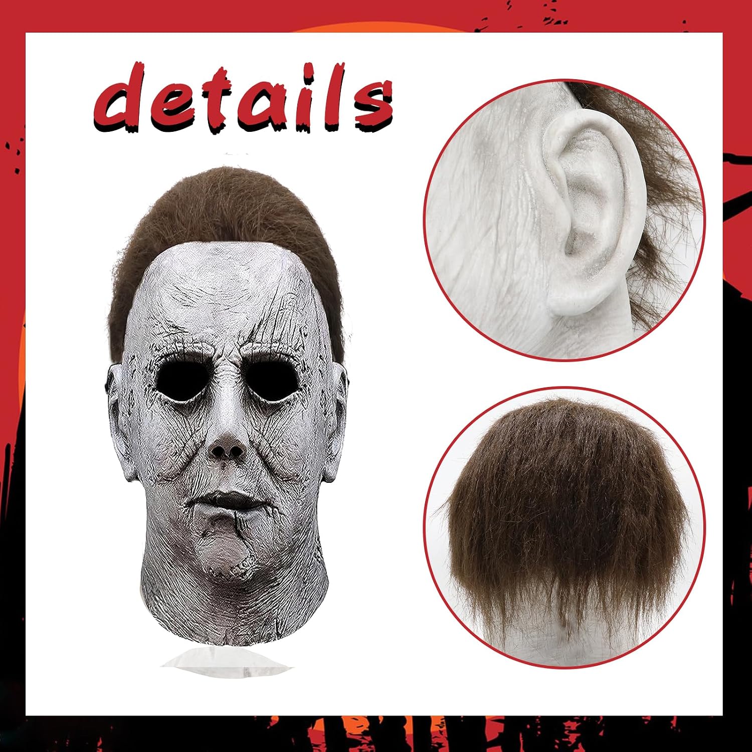Detalle 2 de CSUJEE Michael Myers Latex Costume Mask with One-Size-Fits-Most Design