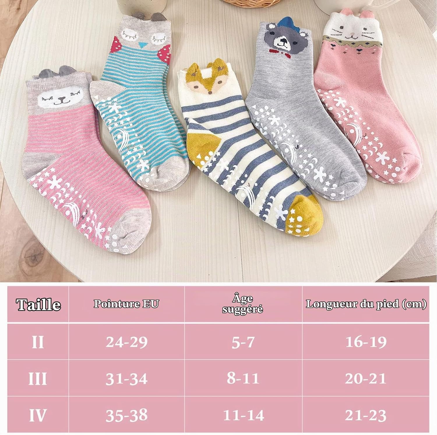 Thumbnail 5 de ZFSOCK ZFA89943 kindersokken, 5 paar met dierenprints en antislipzool