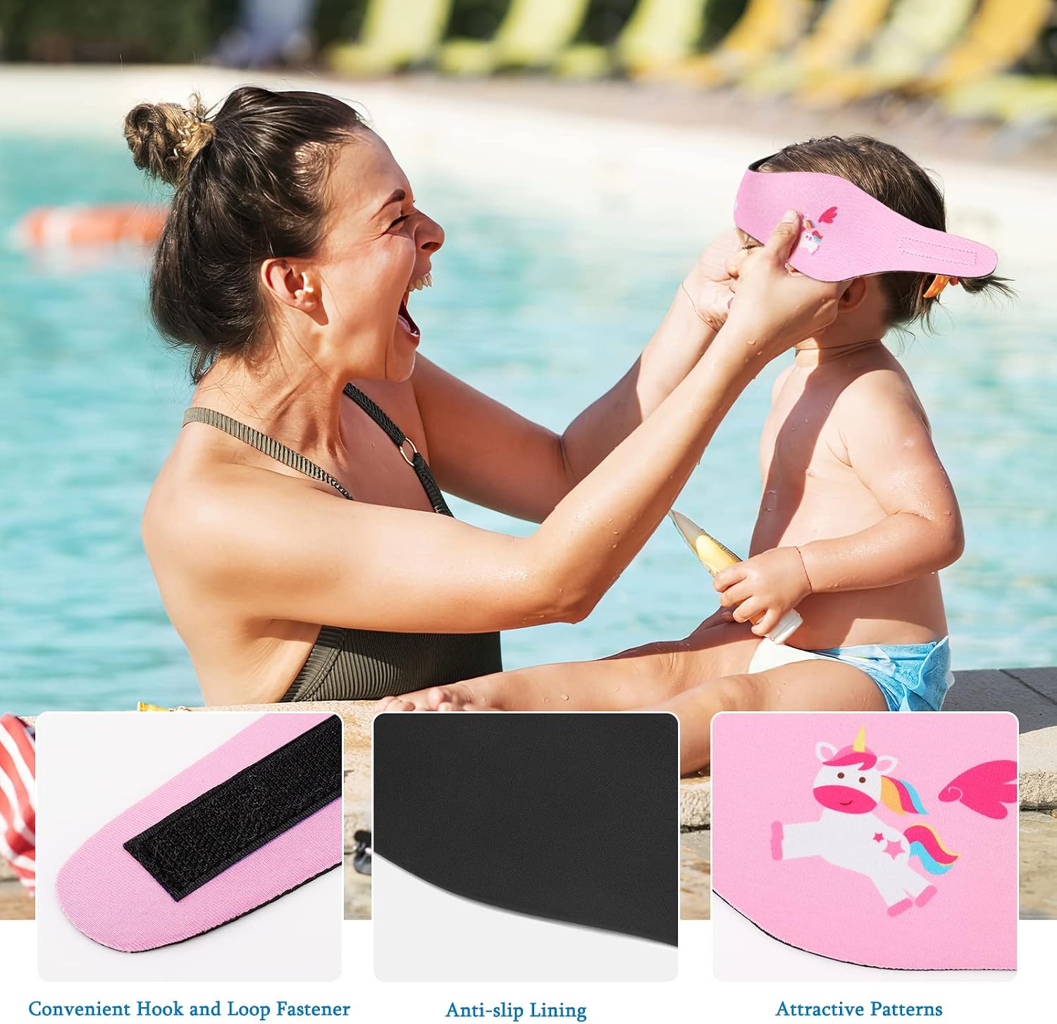 Detalle de HeySplash Elastic Swimming Ear Band: Adjustable Neoprene Headband for Kids