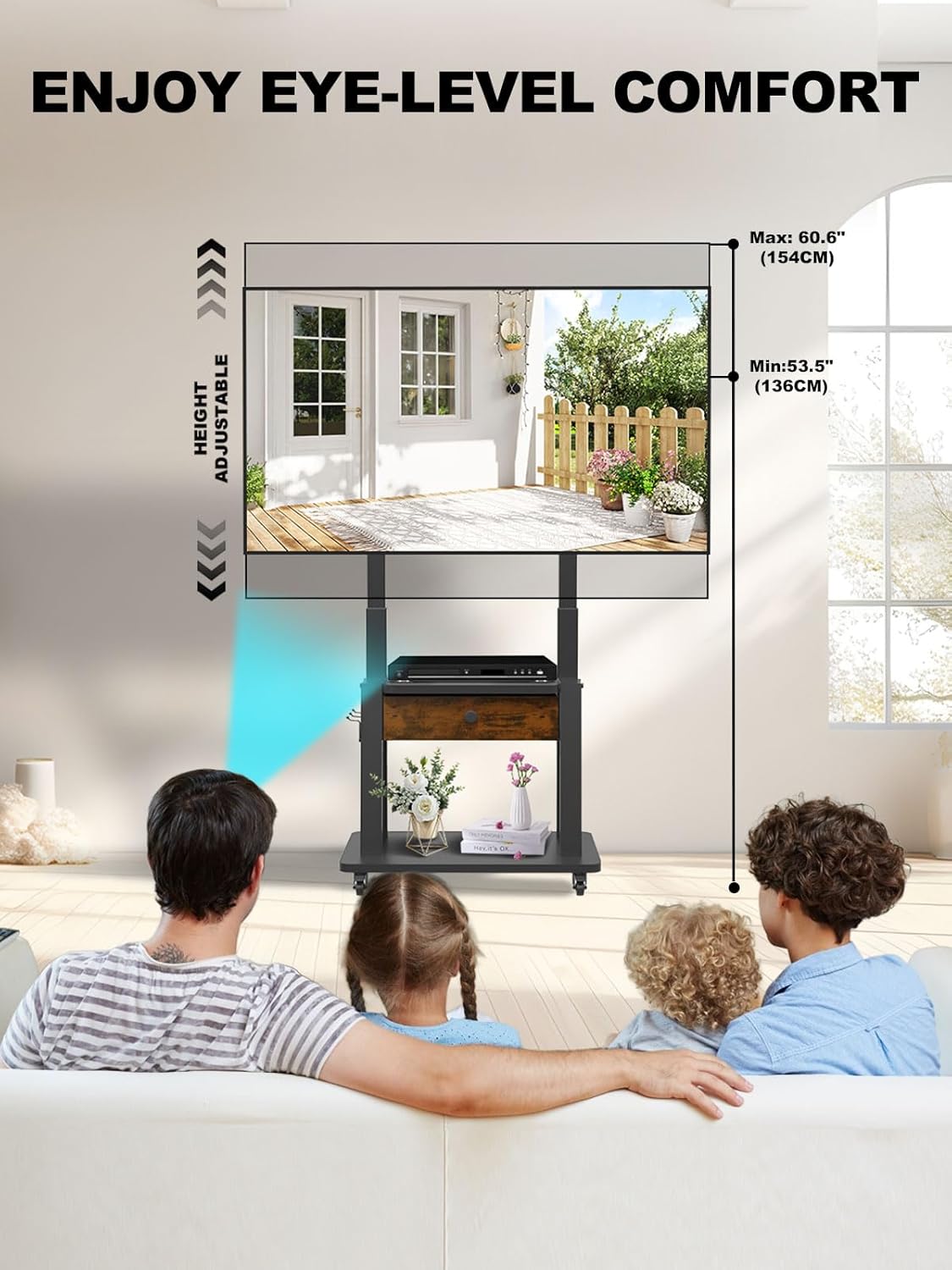 Thumbnail 2 de Hellsehen Rolling TV Stand with Fabric Drawer Storage (32–75-Inch)