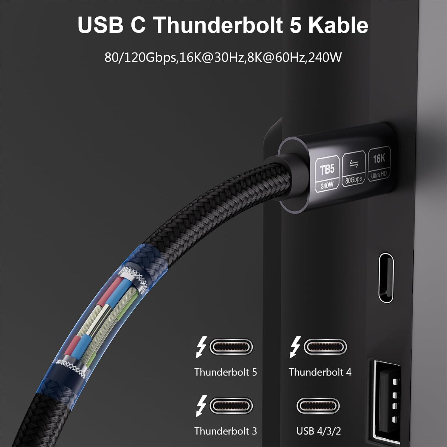 Thumbnail 1 de EUDOBEL USB C Thunderbolt 5 Kabel 1m
