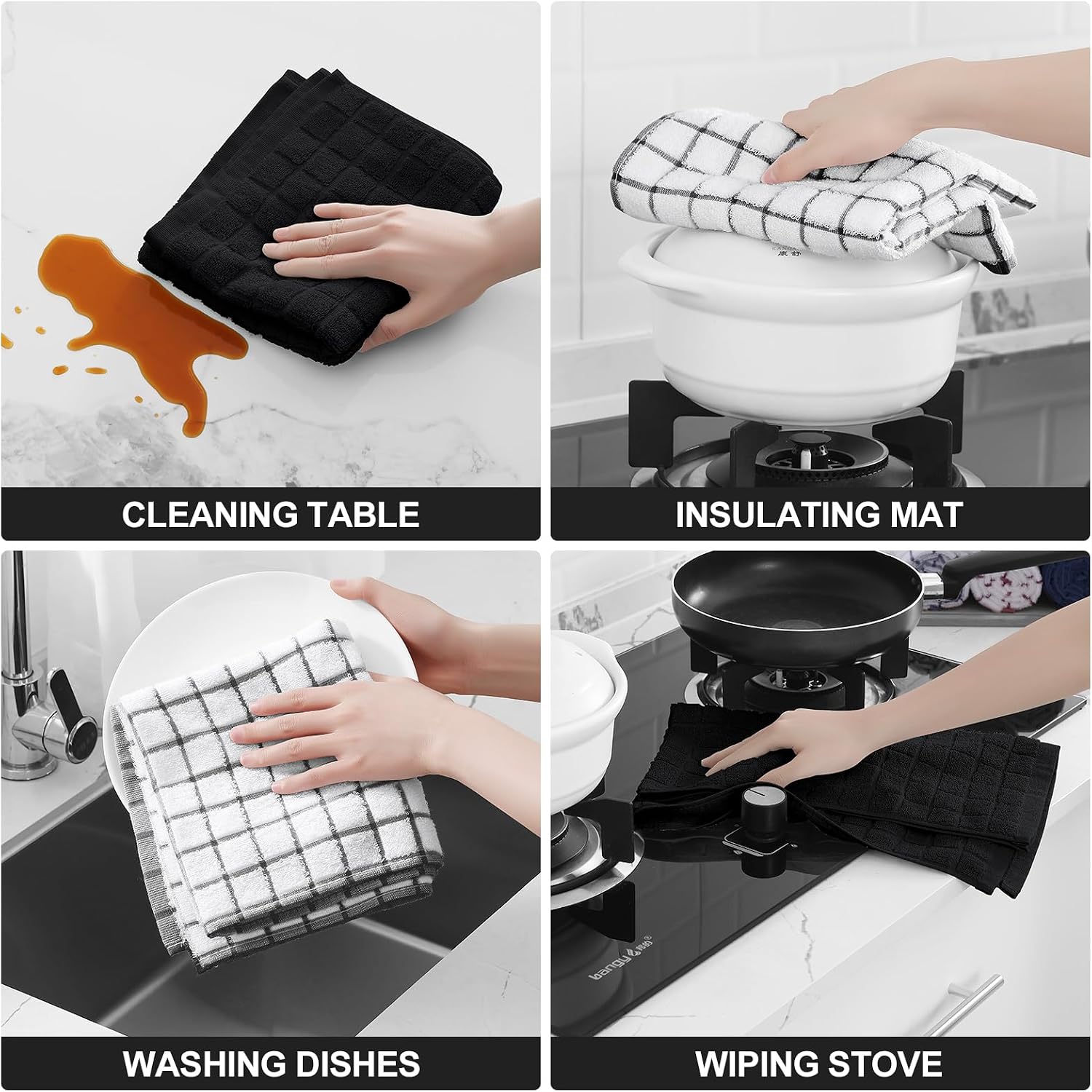 Thumbnail 3 de Homaxy Cotton Kitchen Towels, 8-Pack