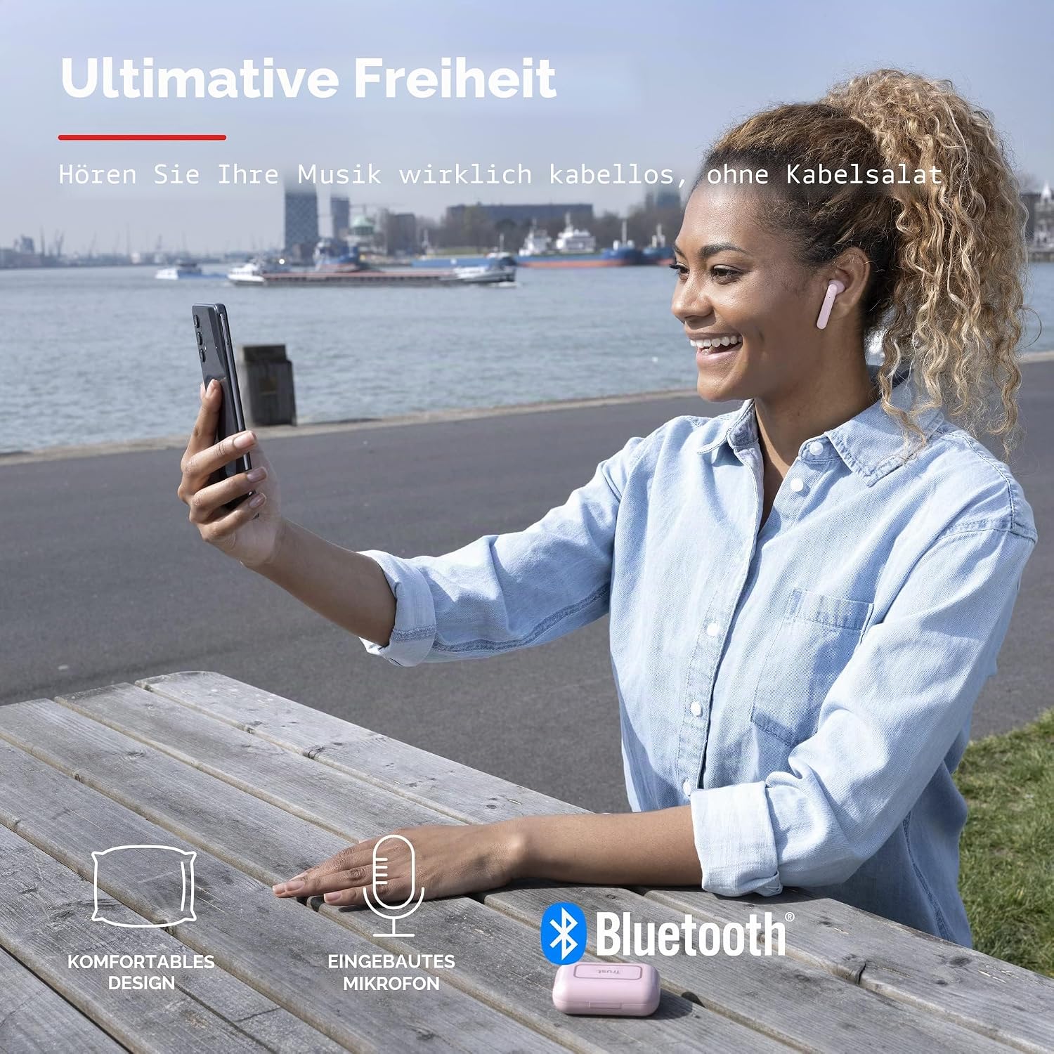 Thumbnail 2 de Trust Mobile Primo Touch: In-Ear Bluetooth Kopfhörer, Rosa – bis zu 10 Stunden Wiedergabe mit Ladecase