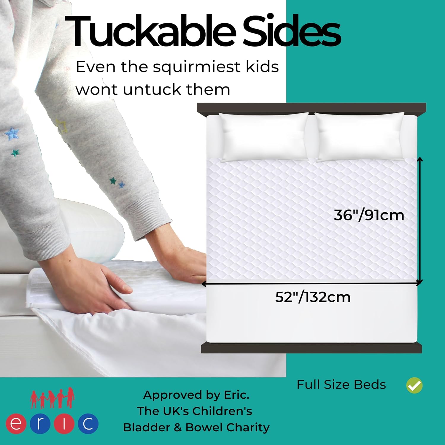 Detalle de Hygge Sheets Potty Training Pee Pads for Kids: Full-Size, 52" x 36" with Tucks