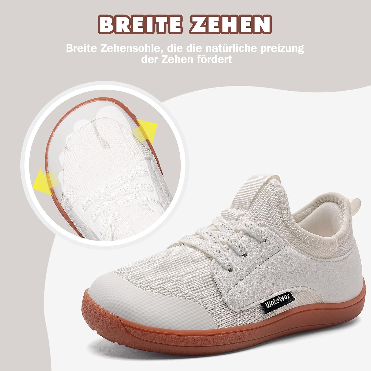 Detalle 2 de WateLves Kinder Barfußschuhe „breite Zehensohle“ ohne Verschluss – für Jungen & Mädchen im Alltag