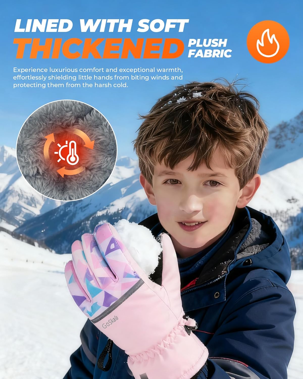 Detalle 2 de GoSkala Gants Hiver enfants 4–12 ans, tactiles et antidérapants