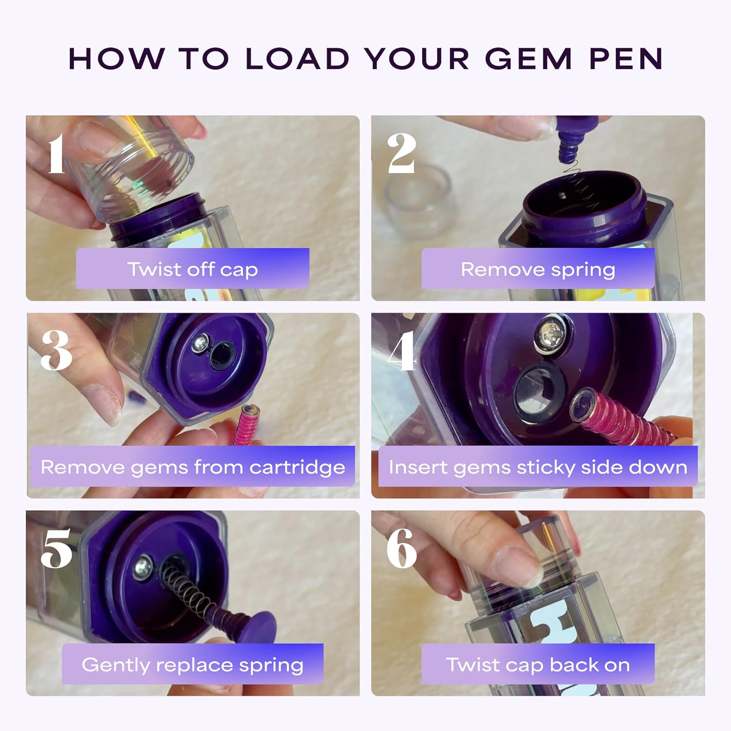 Detalle de Hally Hair Gem Pen for Girls — 240 Stick-On Hair Gems Kit with Reusable Stamper Tool