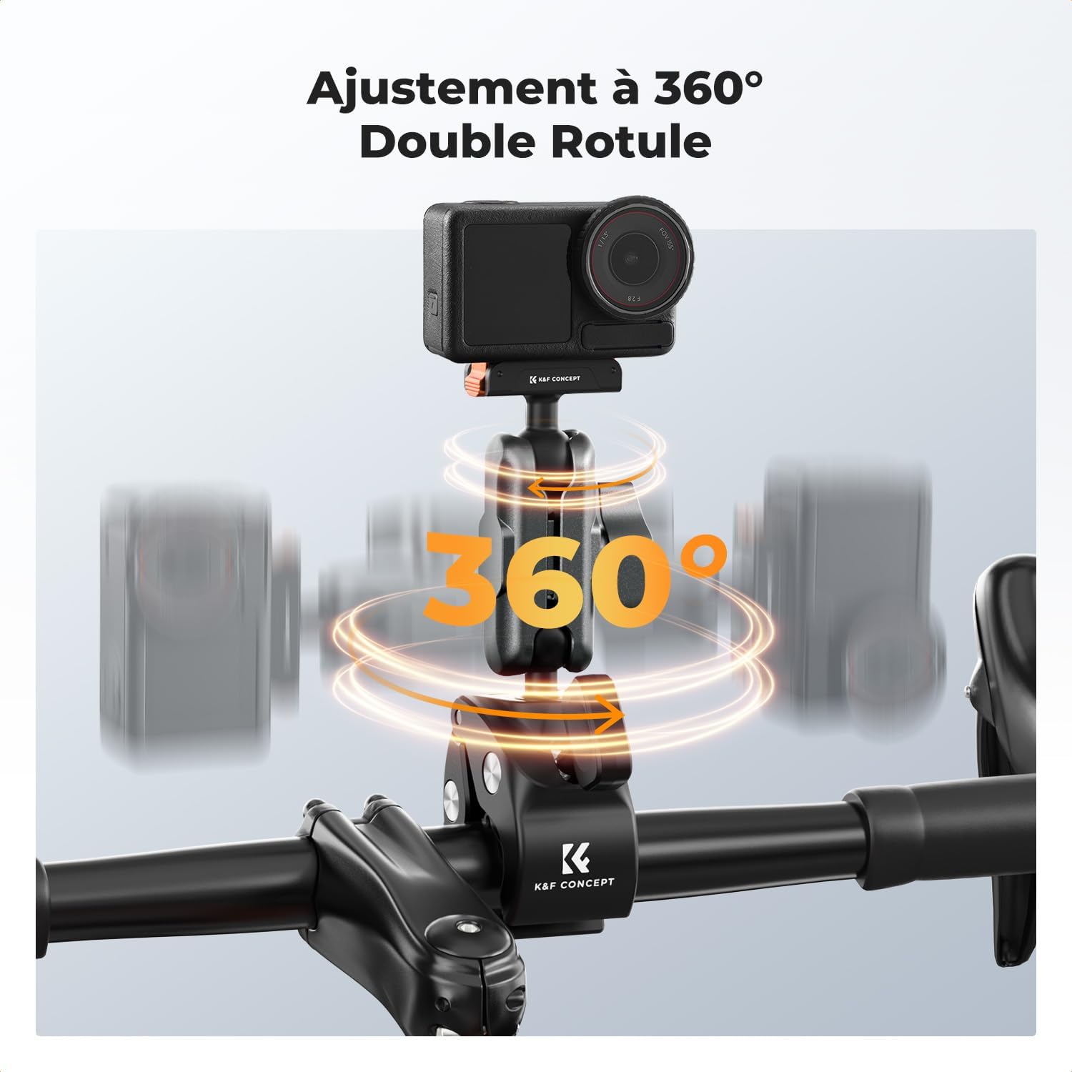Thumbnail 4 de K&F CONCEPT Support Super Pince magnétique à dégagement rapide pour guidon (double rotule 360°) compatible Osmo Action