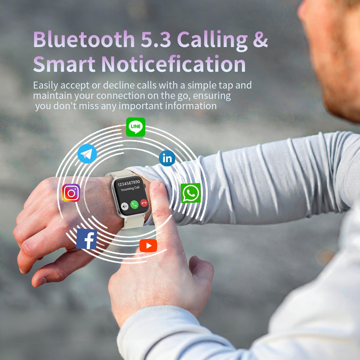 Detalle 2 de Smart Watch for Men Women with 1.85" Touchscreen and 100+ Sports Modes