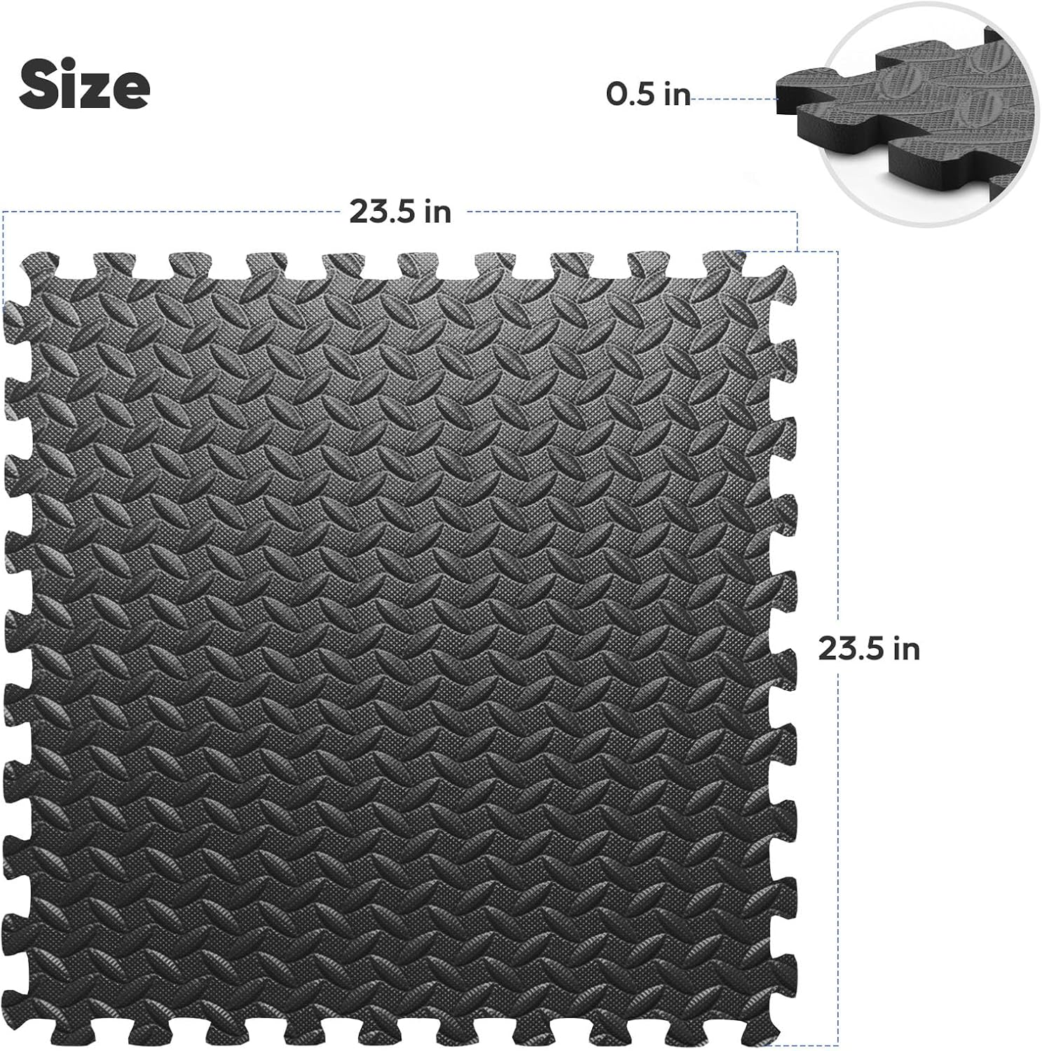 Detalle 2 de Nazhura GYM MATS Interlocking EVA Gym Tiles, 48 Sq. Ft., Black