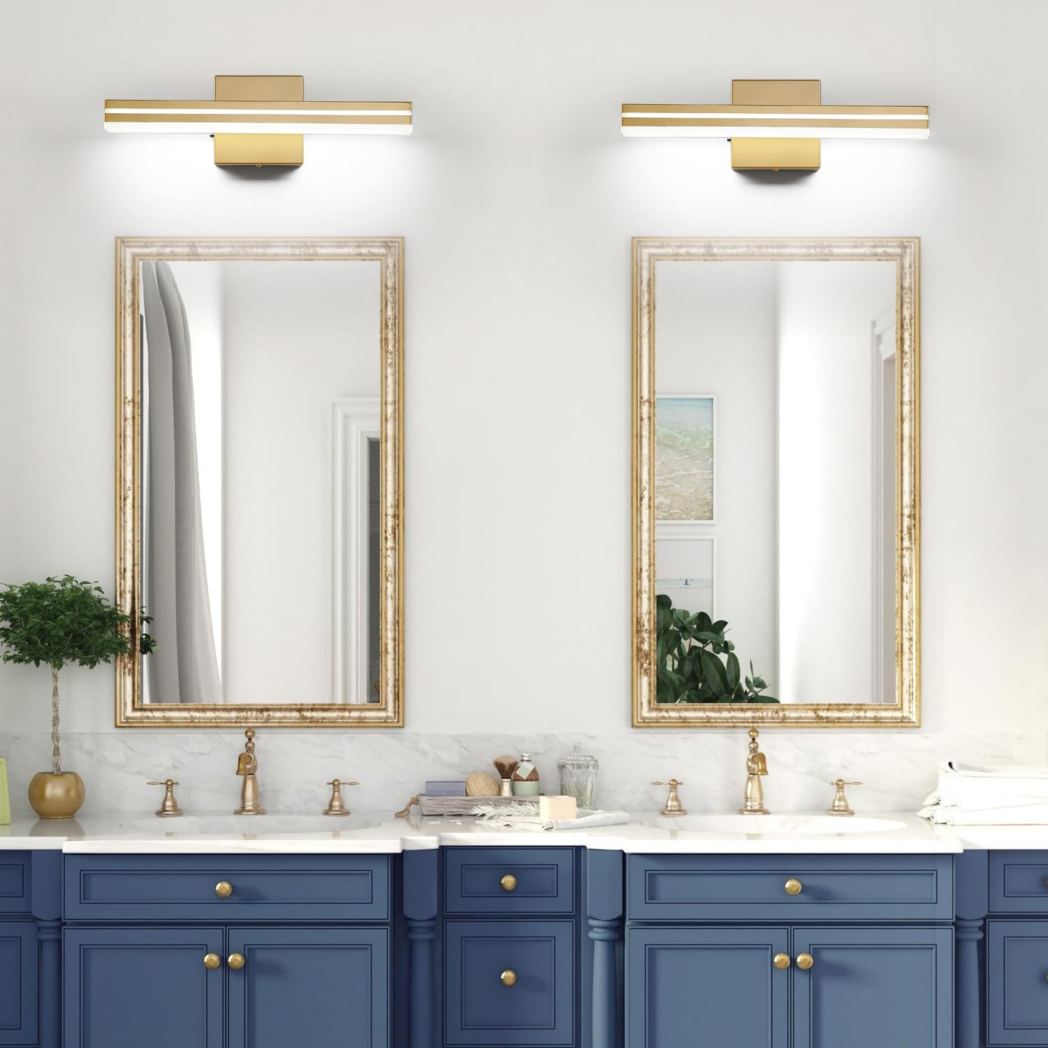 Detalle 2 de SineRise 603903aa-3e15-4b13-a5d6-2ffb60285ba0 16-Inch LED Vanity Light, Dimmable, Gold