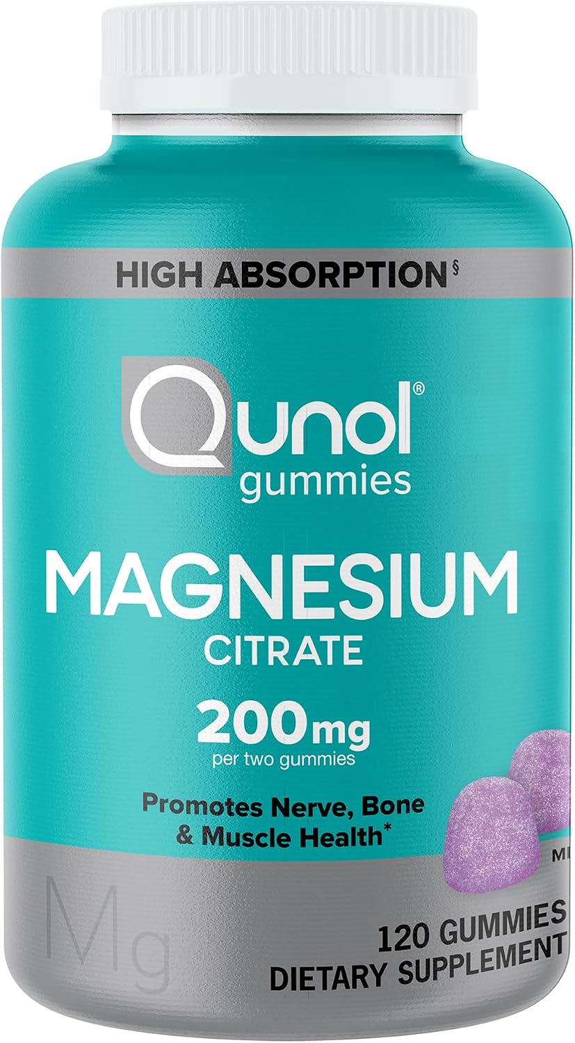 Detalle de Qunol Magnesium Citrate Gummies, 200 mg, Vegetarian, Berry, 120 Count