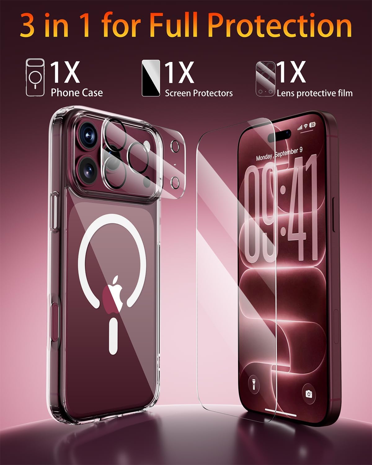 Detalle de Saiuxiu Clear Case for iPhone 18 Pro Max, 3-in-1 MagSafe Kit