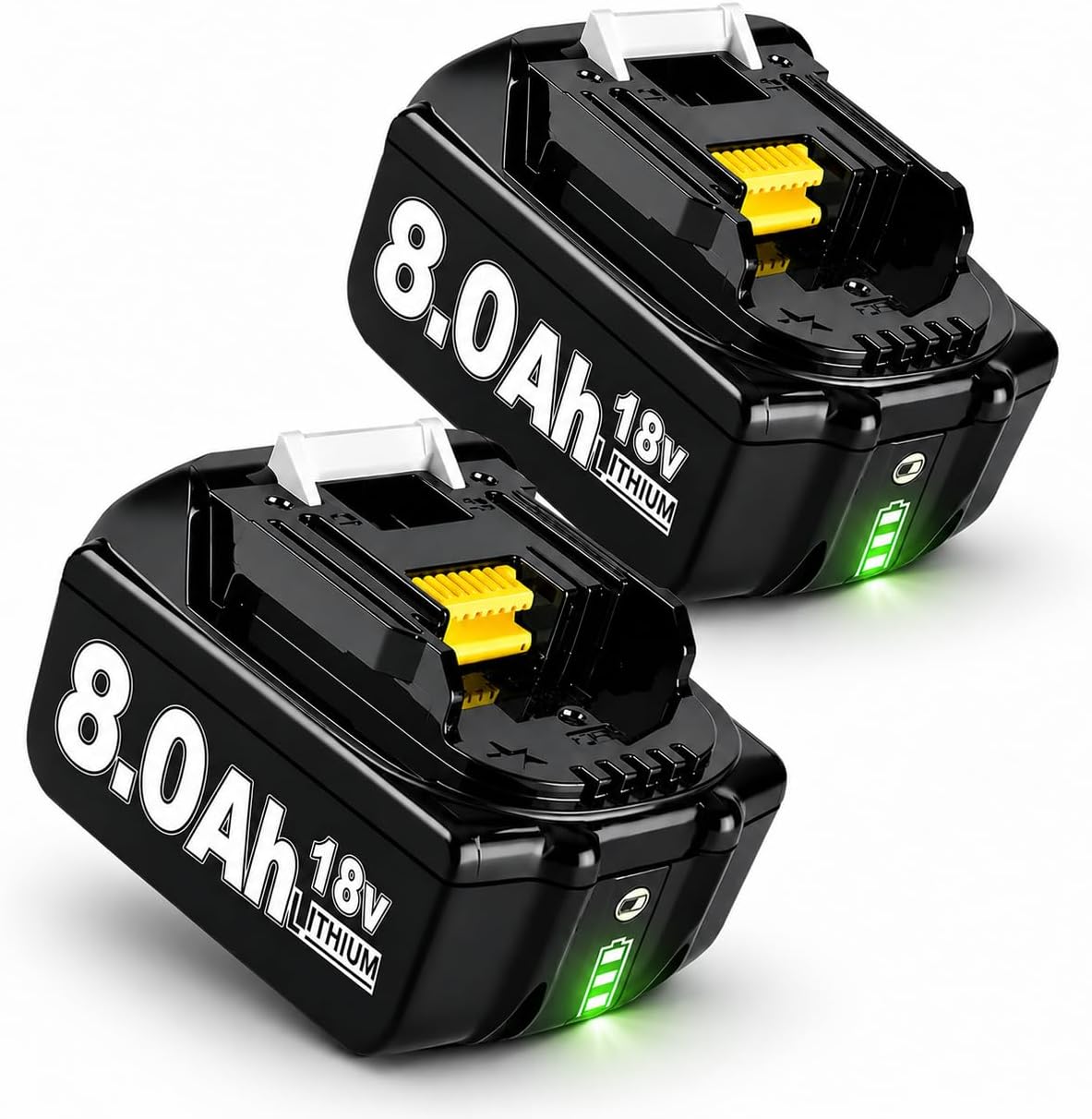 Detalle de 2X 18V 8.0Ah Ersatzakku für Makita BL1860B BL1850B BL1840 BL1830 BL1820 – LED-Anzeige, Schutzfunktionen, ABS+PC Gehäuse