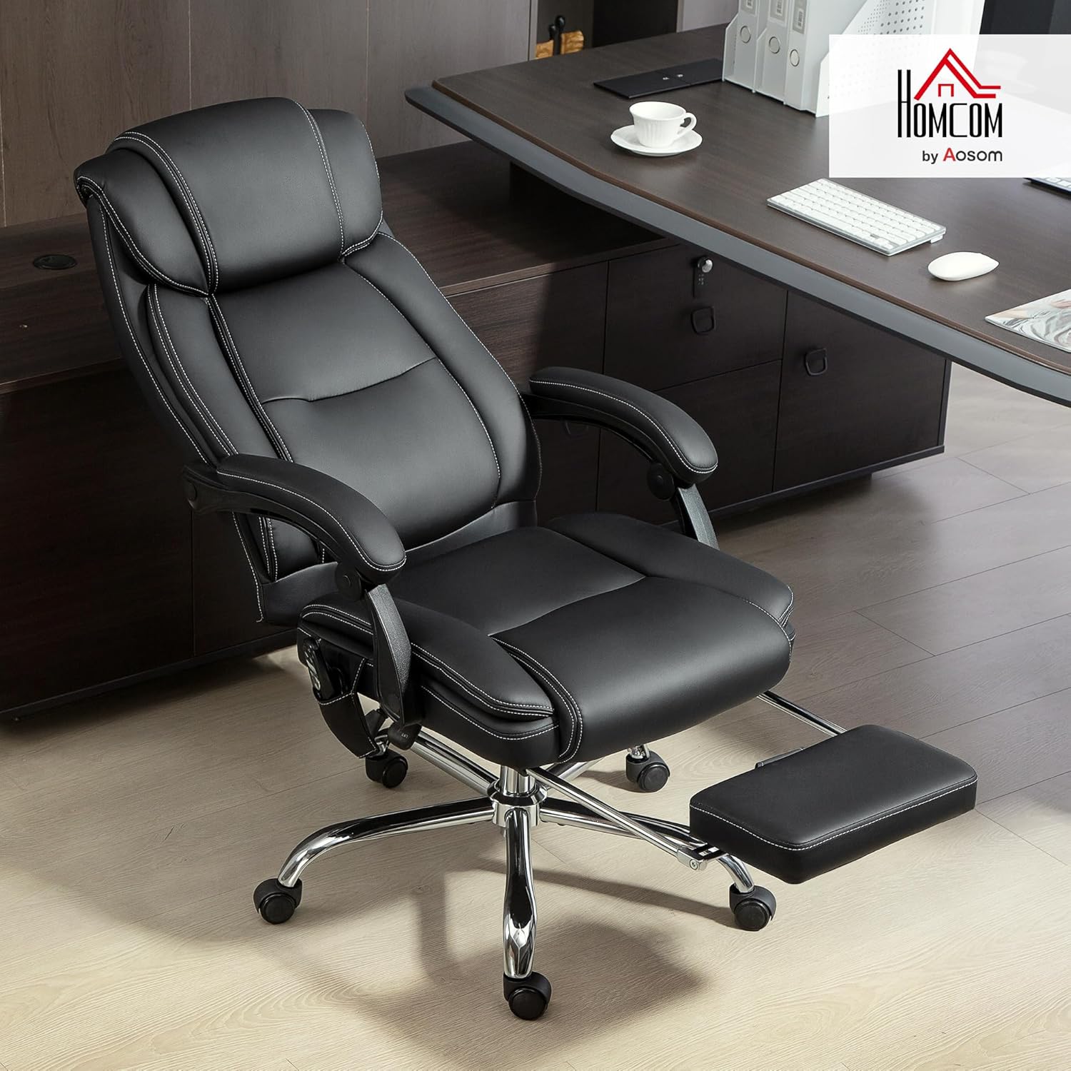 Thumbnail 1 de HOMCOM Fauteuil de Bureau massant et chauffant — Ergonomique, inclinaison 135°, repose-pieds et télécommande filaire