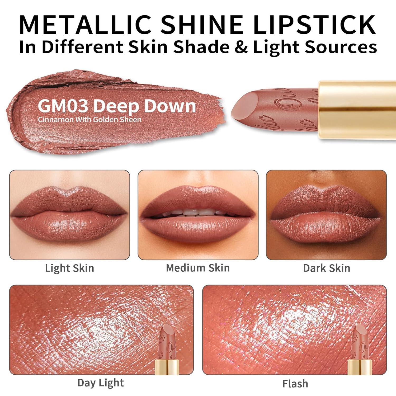 Thumbnail 4 de Oulac Nude Metallic-Glanz Lippenstift-Set (Mattes Metallic-Finish) – 2-teilig, vegan