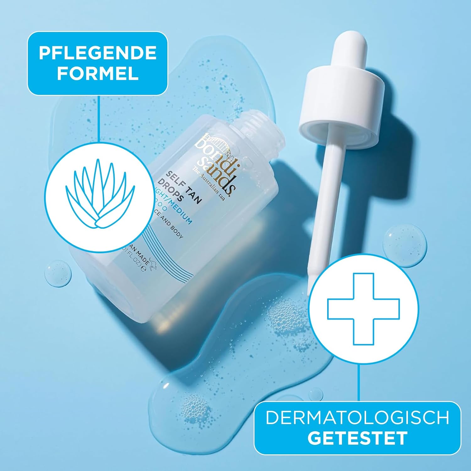 Detalle de Bondi Sands Self Tan Drops Light/Medium – Tropfen-Selbstbräuner für Gesicht & Körper, individuell dosierbar, 30 ml
