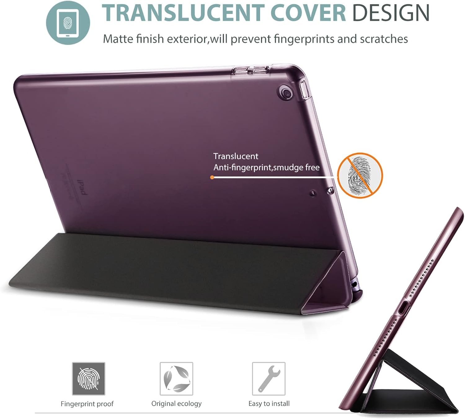 Detalle de ProCase Hülle für iPad 9,7 Zoll (2018/2017) – ultra-dünne Klapphülle mit transluzenter Rückseite in Lila