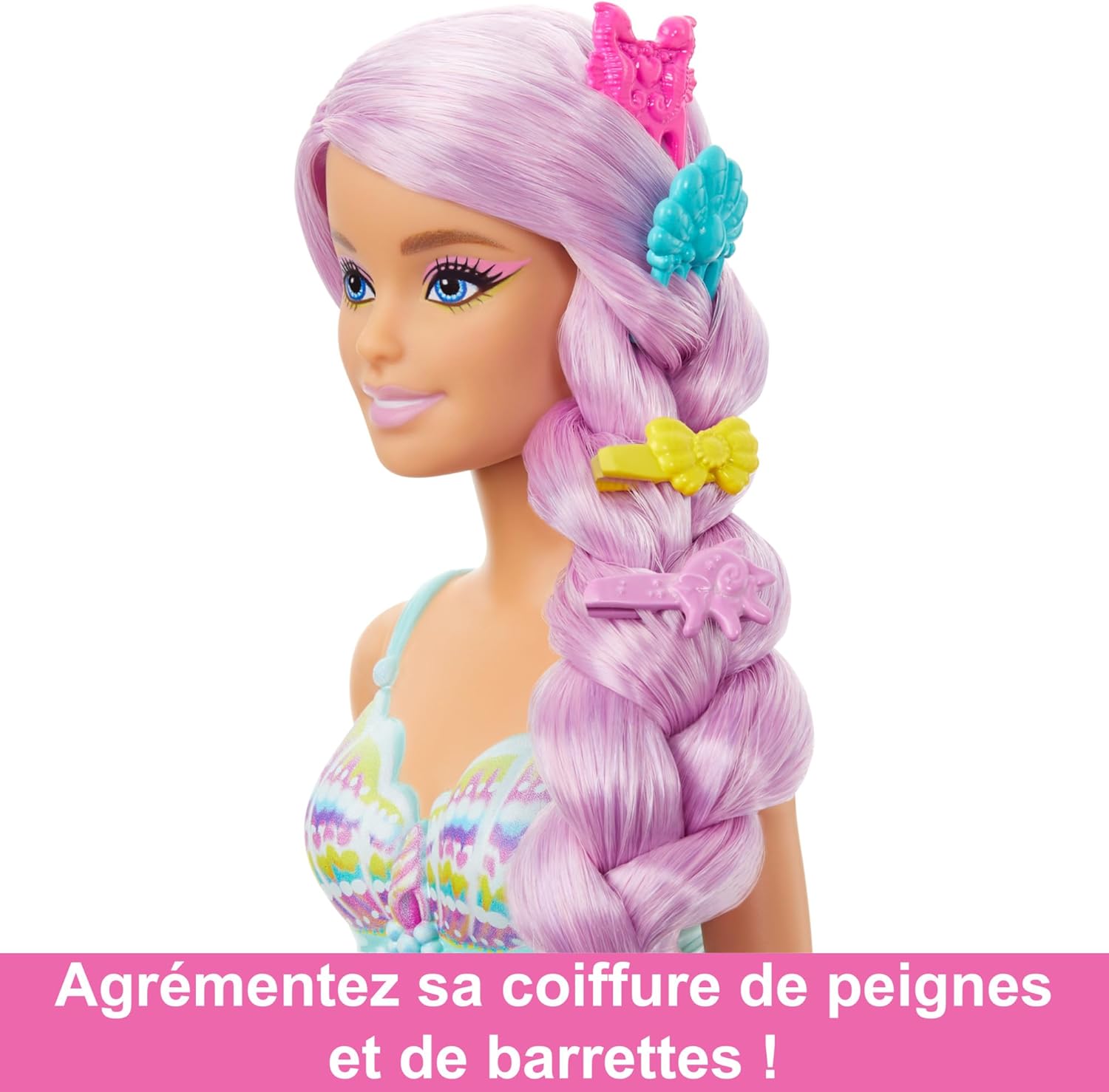 Thumbnail 2 de Barbie Sirène Poupée avec cheveux roses – 18 cm et accessoires pour coiffer