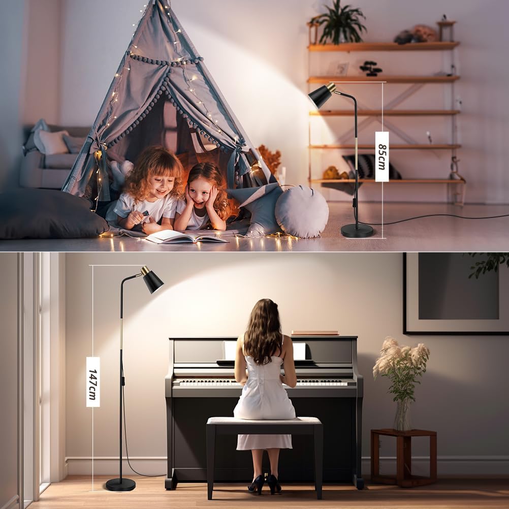 Detalle 2 de OUSFOT Stehlampe Leselampe für Wohnzimmer – Höhe 146 cm, E27, 40 W, Schwarz