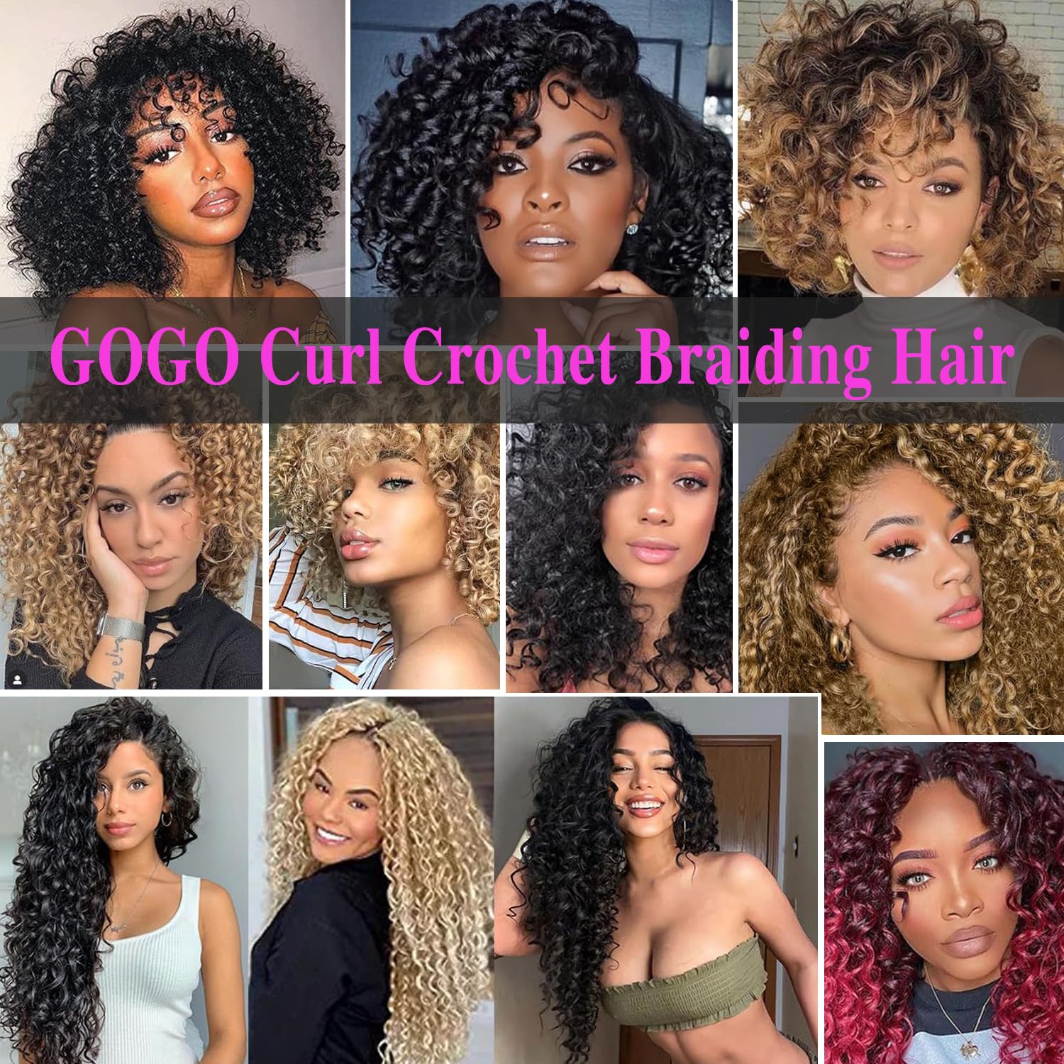 Thumbnail 5 de XSASLYET Pre Looped GoGo Curl Crochet Hair – 10 Inch, 8 Packs, P1B/30