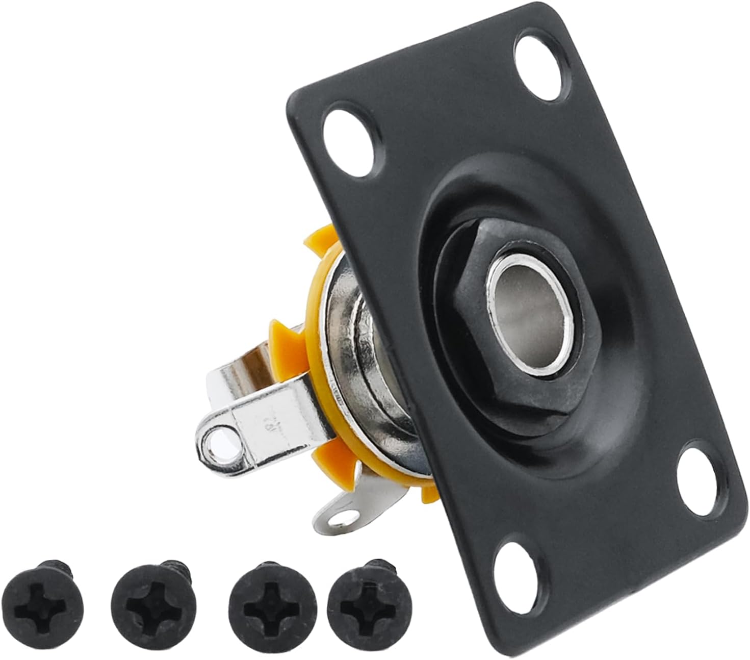 Detalle de Xuxing 012 Square Guitar Jack Socket, Black Metal, 1/4-Inch Mono