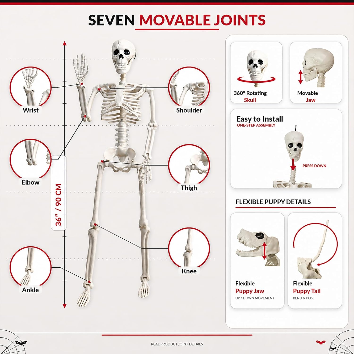 Detalle 2 de Halloween Skeleton Decoration, 3-Foot
