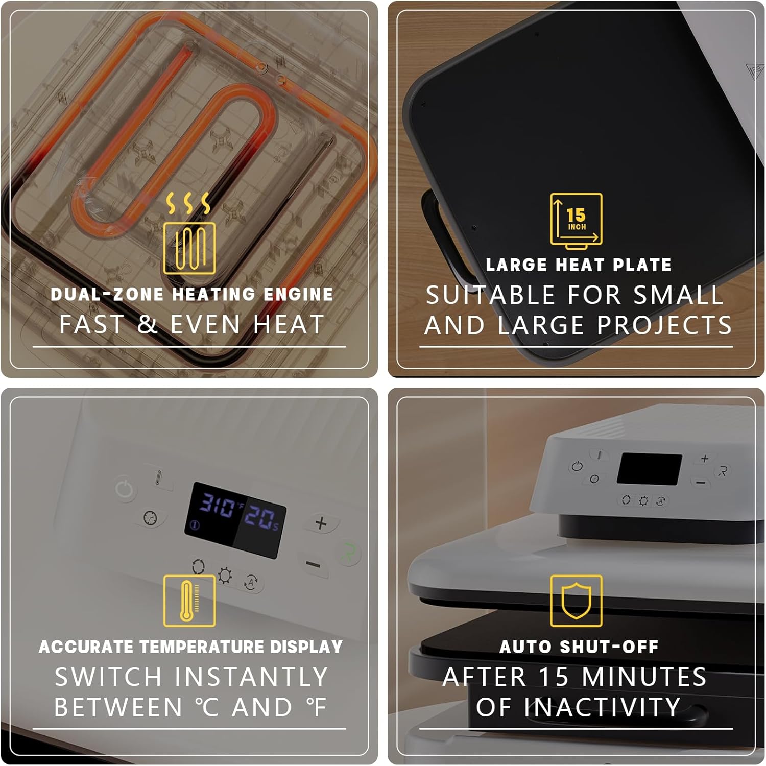 Thumbnail 3 de HTVRONT Auto Heat Press 15x15 👕