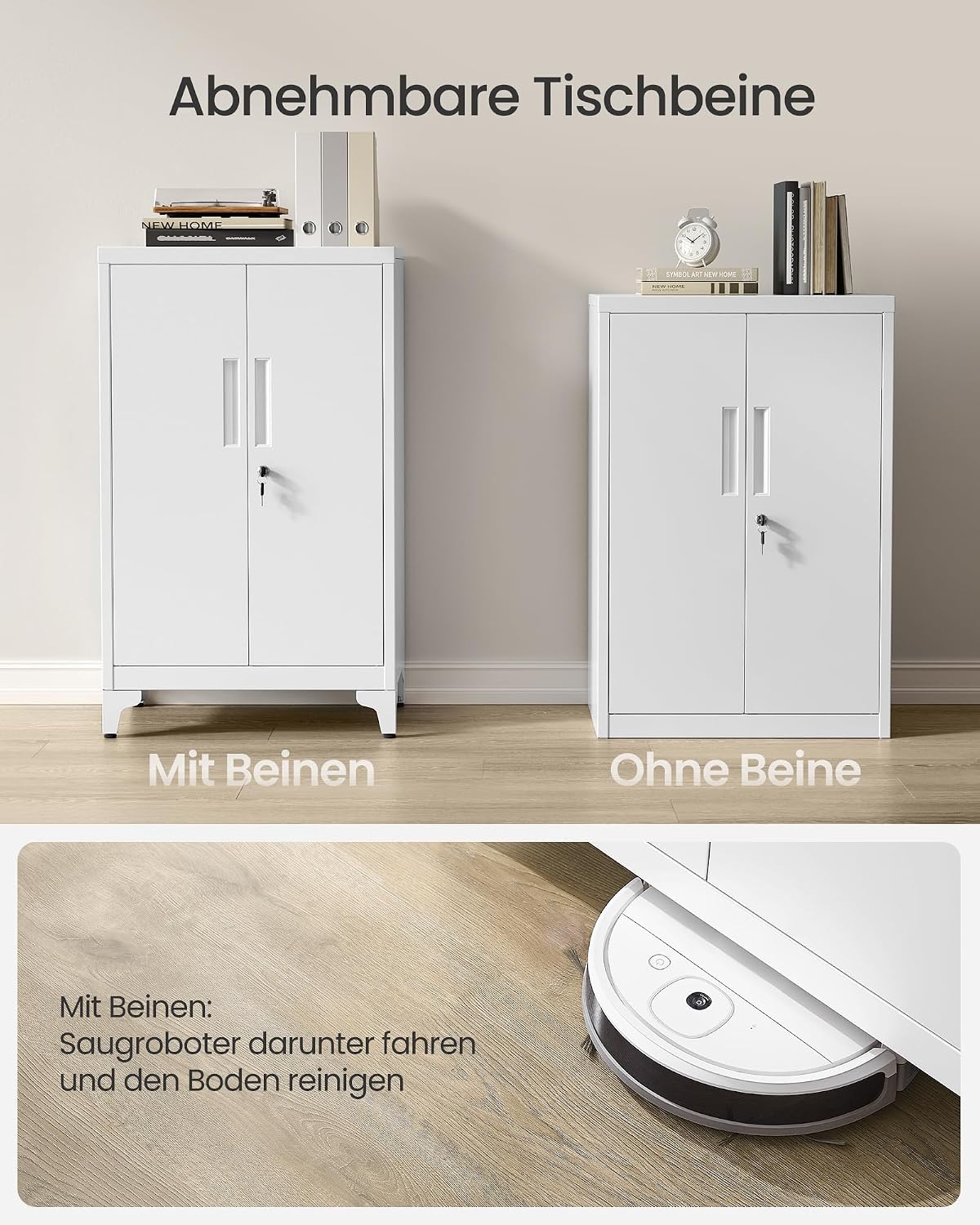 Detalle de SONGMICS Aktenschrank OMC012W01 – robuster Mehrzweckschrank mit 2 Türen, abschließbar