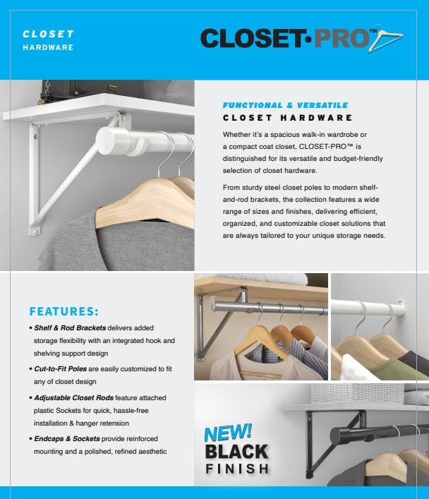 Thumbnail 6 de Closet Pro CD-0024-18/30WT Heavy Duty Adjustable Rod (18 x 30-Inch) — White