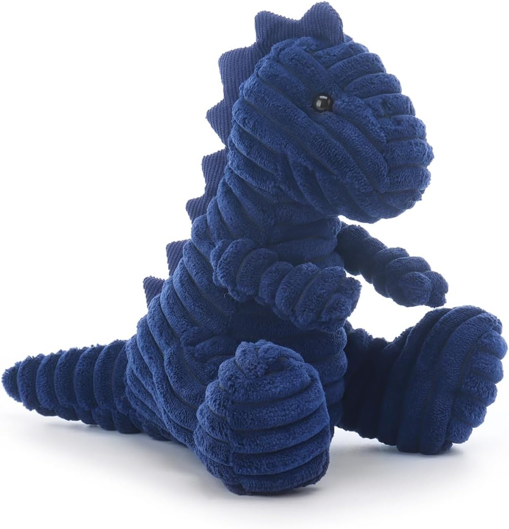 Detalle de Apricot Lamb Navy Blue Corduroy Dinosaur Plushie – 8.5 Inches