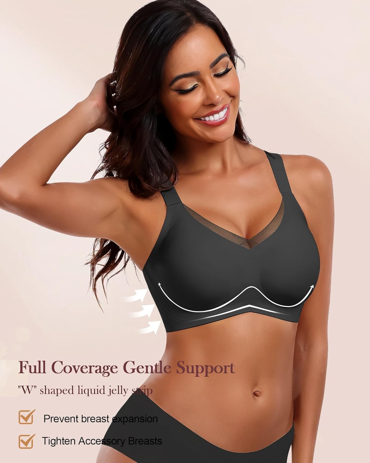 Thumbnail 2 de HORISUN Damen BH ohne Bügel – nahtloser Push-Up Bralette mit Mesh-Spitzen für starke Unterstützung