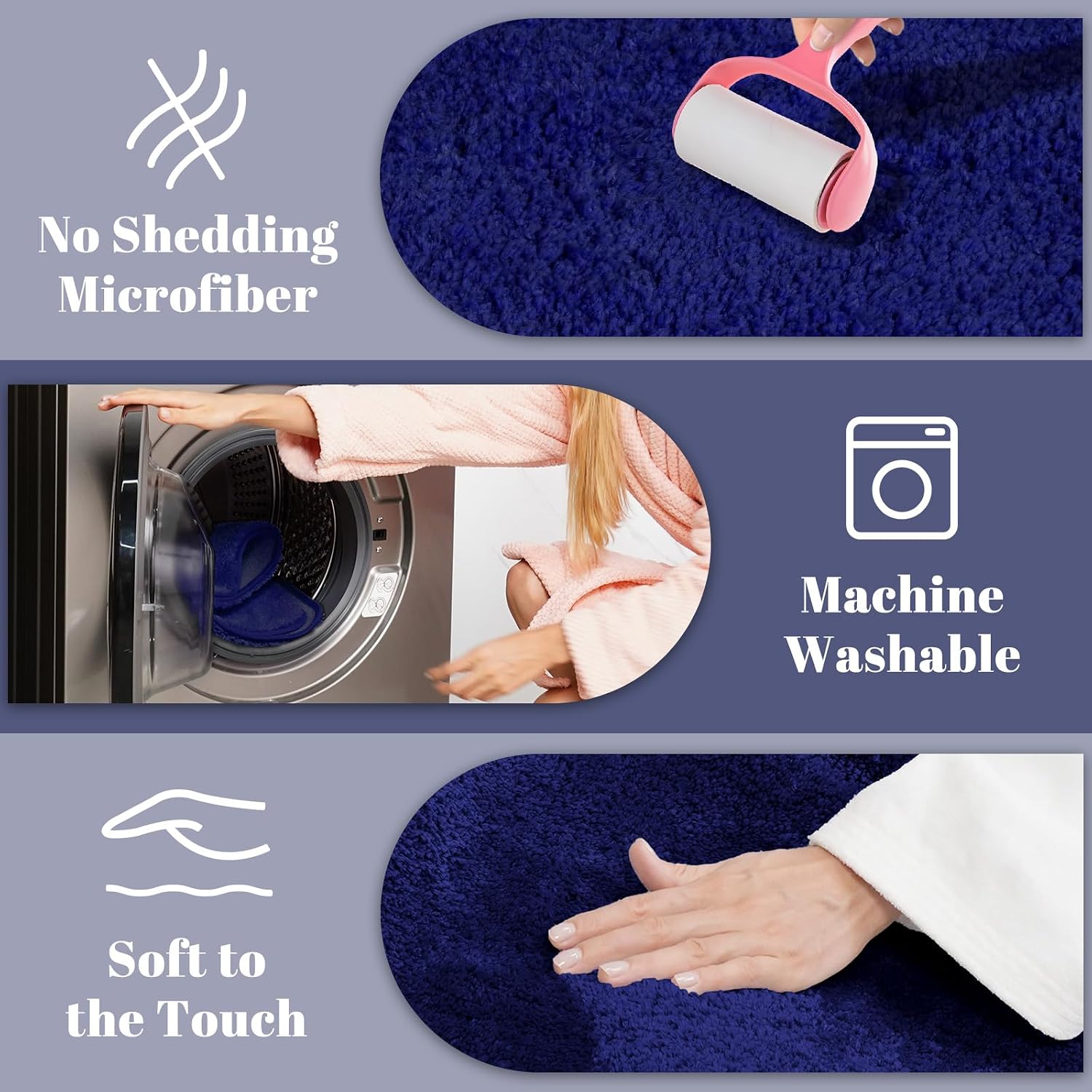 Thumbnail 4 de SOANNY Navy Blue Bath Mat 60x150 cm