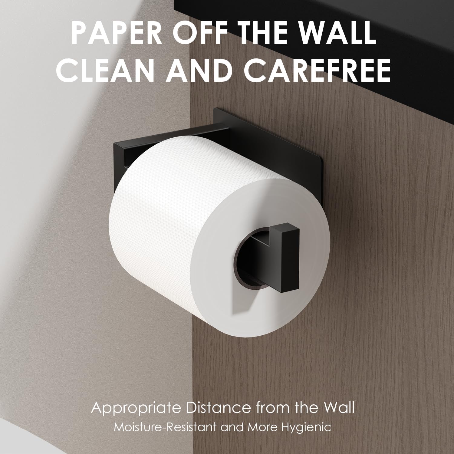 Thumbnail 6 de Auxmir Toilettenpapierhalter ohne Bohren (selbstklebend) aus Edelstahl SUS304, schwarz