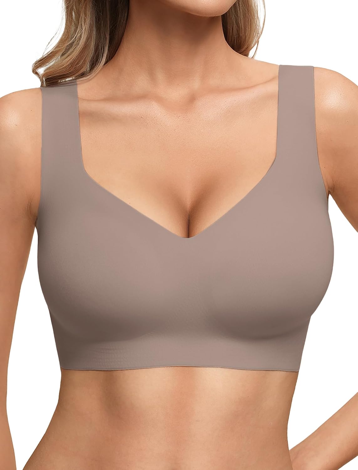 Detalle de Showyoo Jelly Bra, Seamless Wireless Pullover Bralette with Wide Straps