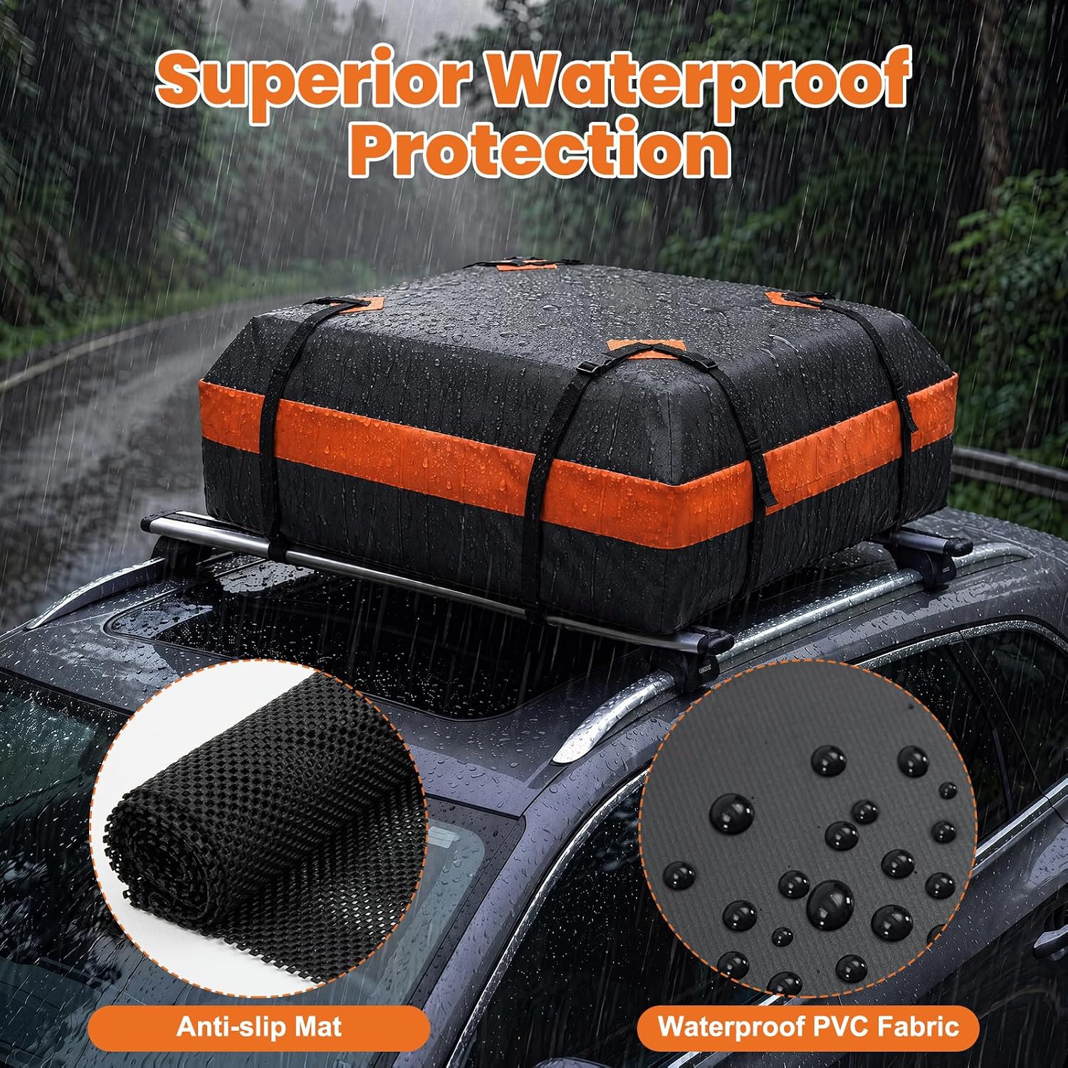 Detalle de KMFurnila Rooftop Cargo Carrier Bag 15 Cubic Feet
