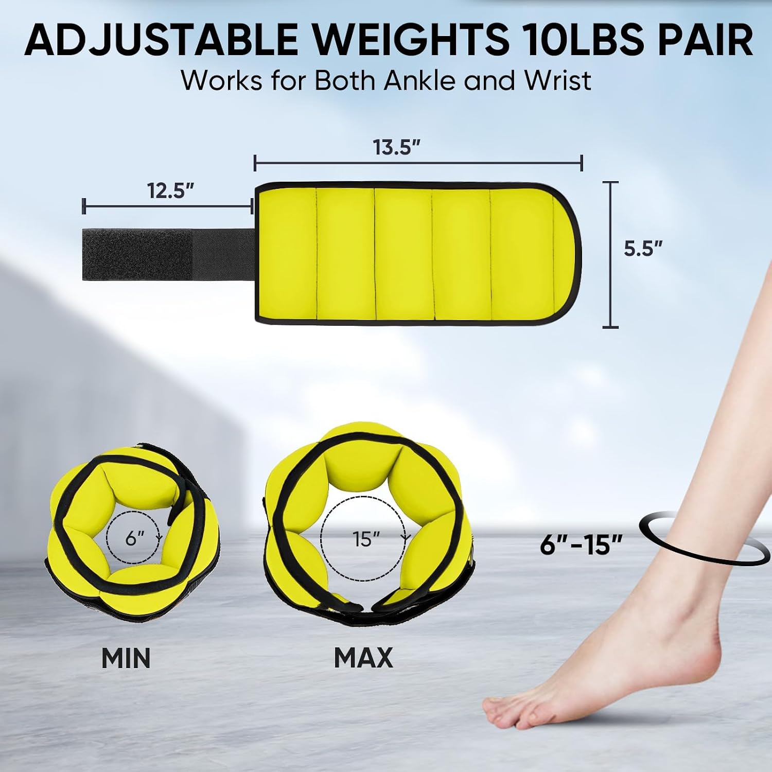 Thumbnail 1 de APEXUP Adjustable Ankle Weights, 10 lb Pair with Removable 1 lb Modules