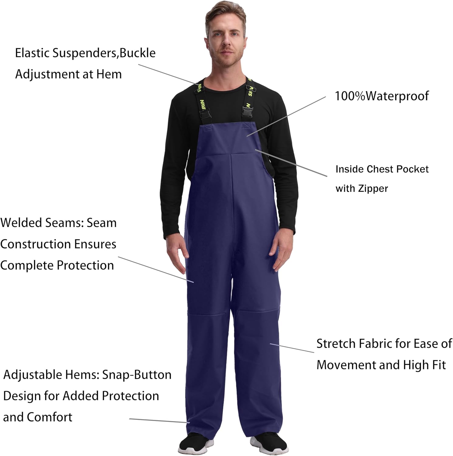 Thumbnail 4 de Men’s PRO Workwear 3-Piece Waterproof Rain Jacket & Bib Pants Set (PU-coated) – Heavy Duty 2-Tone