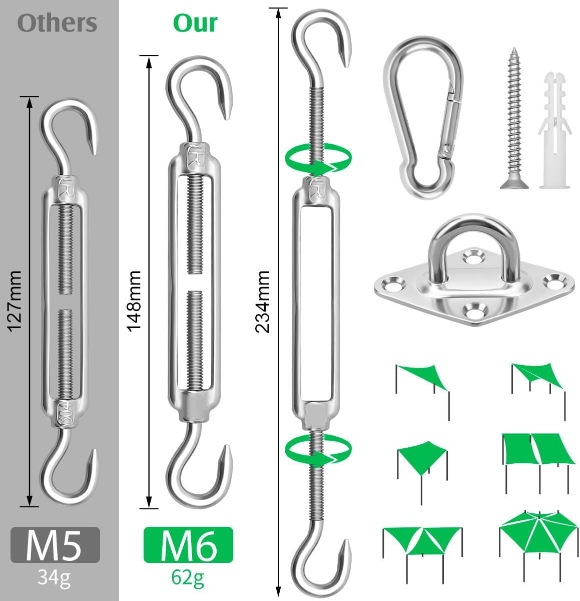 Thumbnail 1 de Morzejar M6 sun shade sail fixing kit