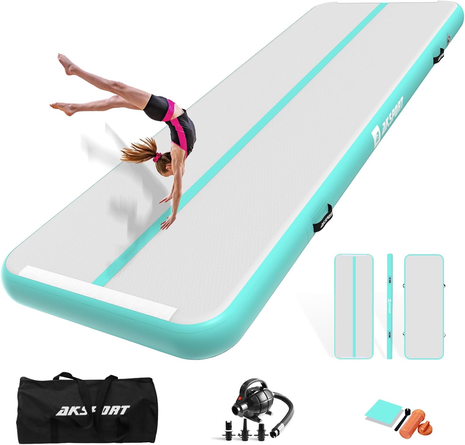 Thumbnail 6 de AKSPORT Inflatable Gymnastics Mat Tumble Track (10ft–23ft) with Air Pump