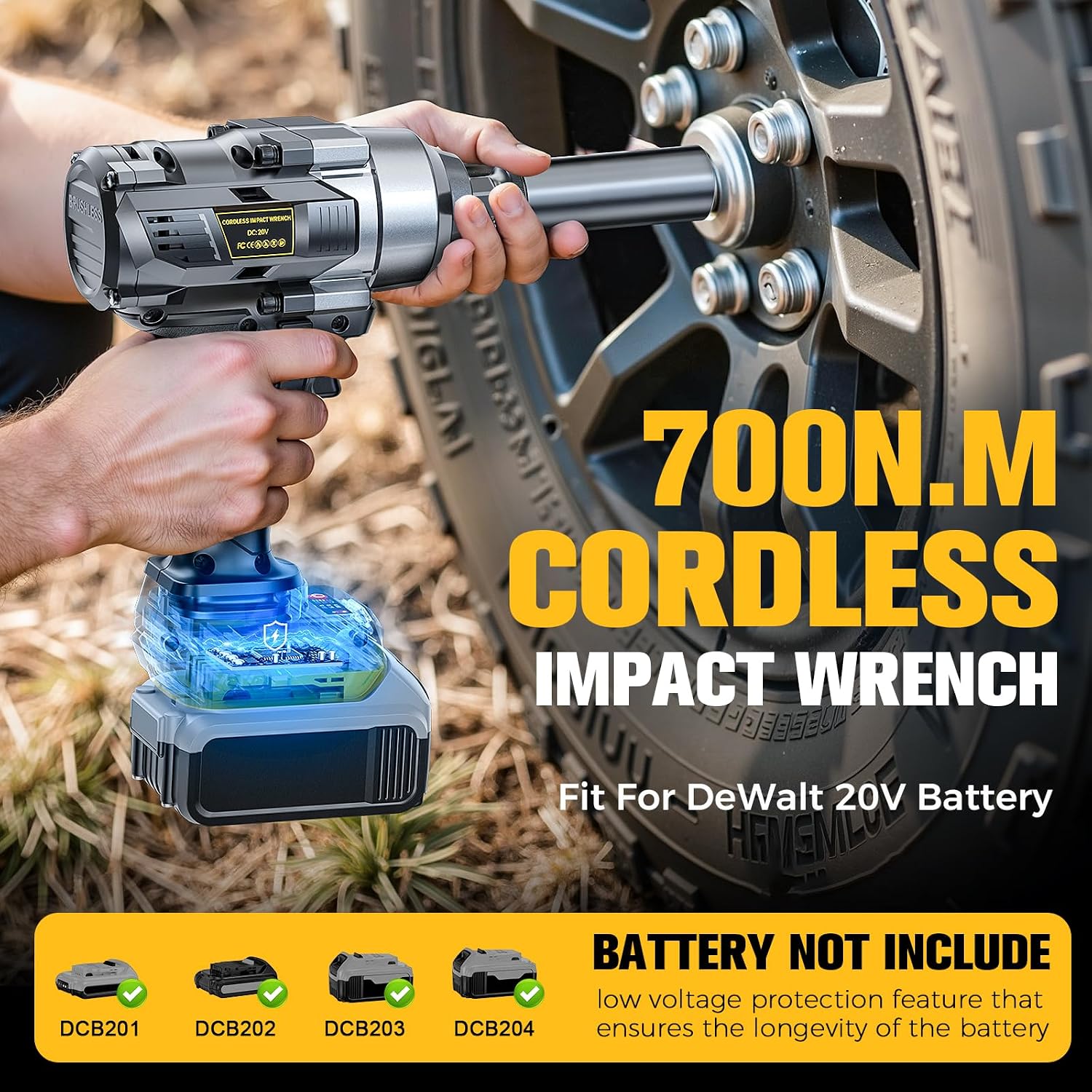 Detalle 1 de Cerycose Cordless Impact Wrench 600 Ft-lbs