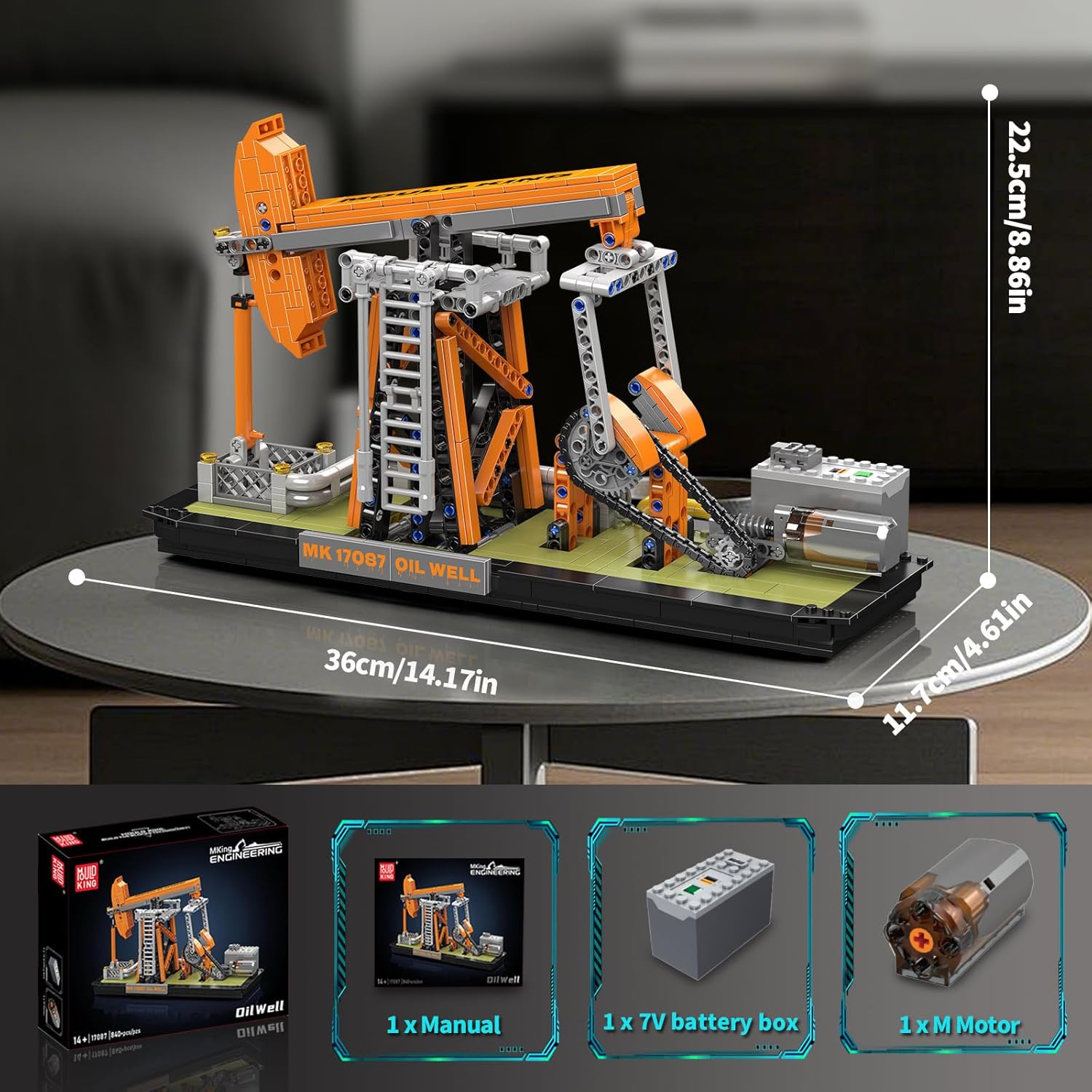 Thumbnail 6 de Mould King Technik Bohrturm Bauset mit Motor – 840 Teile, Ölförderplattform im Industrie-Design