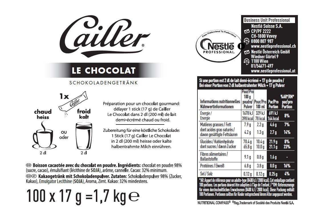 Thumbnail 1 de Cailler Le Chocolat – Intensiver Kakao-Geschmack in praktischen 17 g Einzelportionen