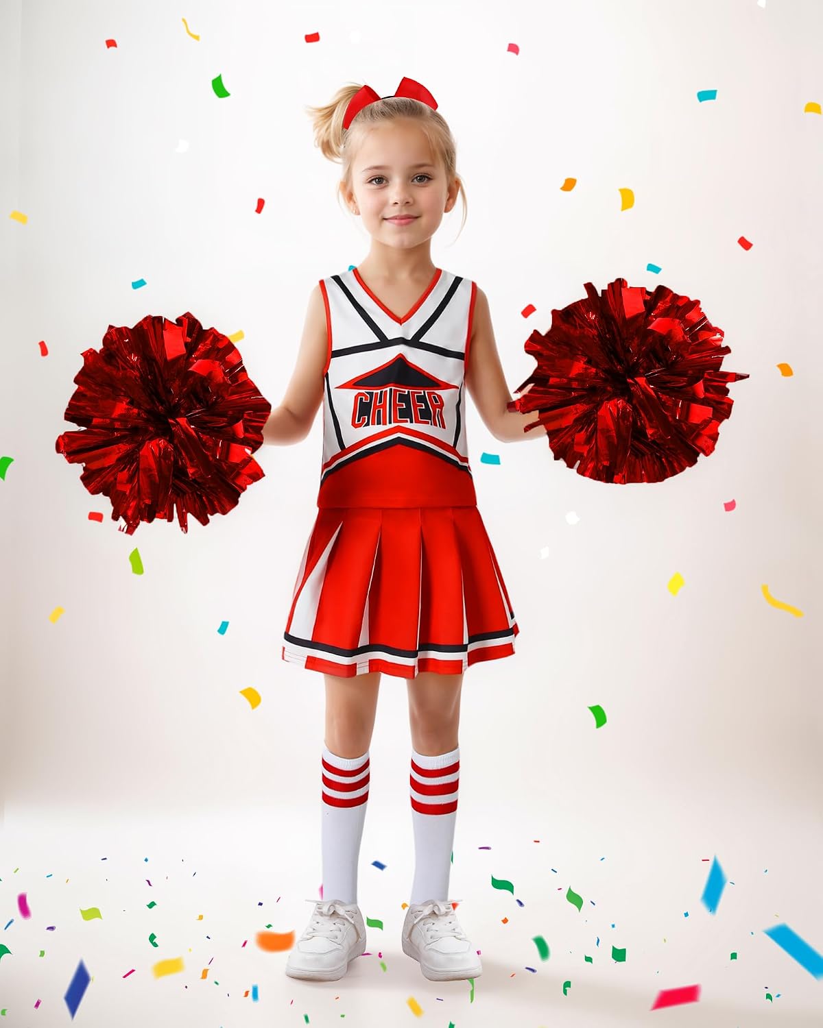 Detalle de WooHand Cheerleader Outfit for Girls with Top, Skirt, Pom-Poms and Socks