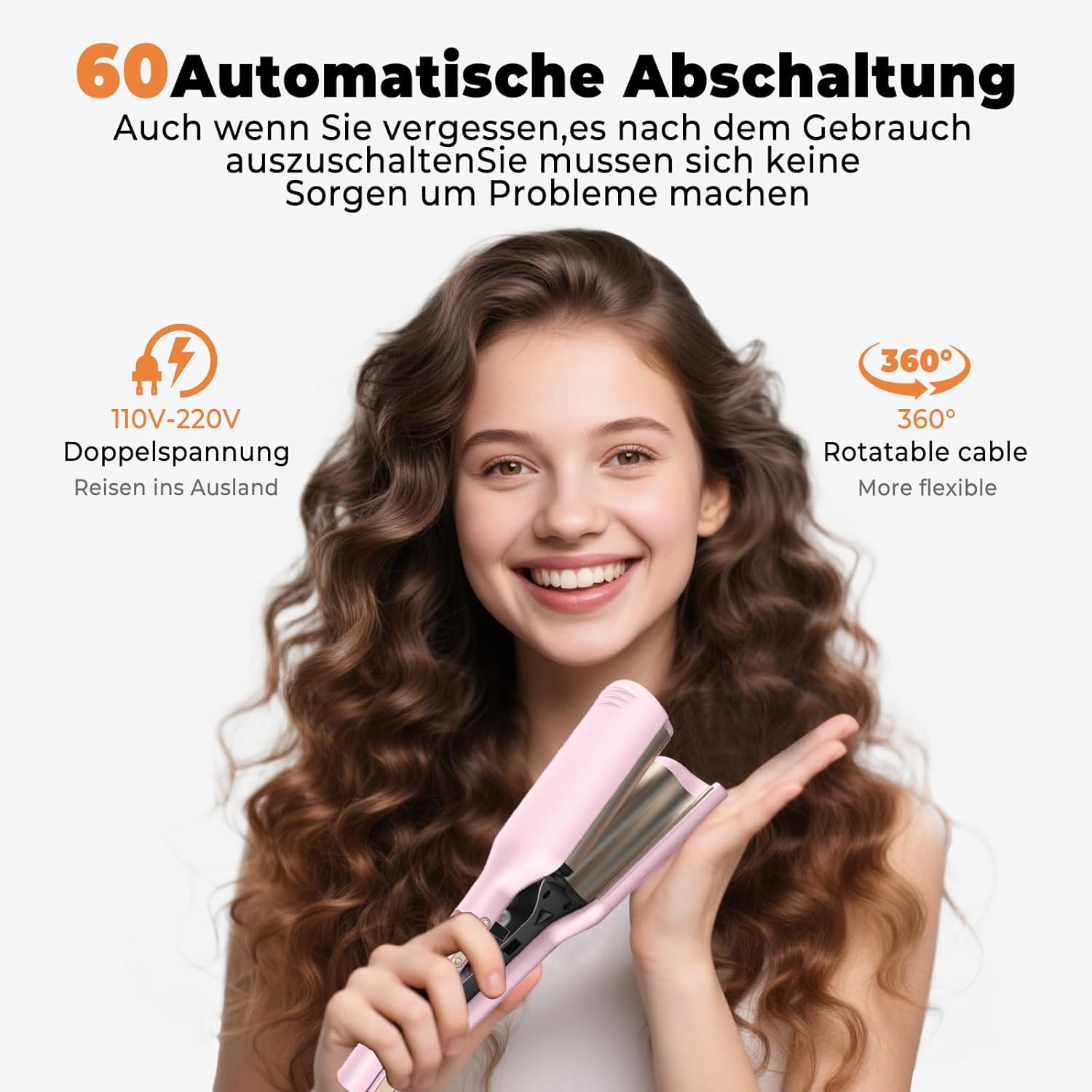 Thumbnail 4 de UMIGA Hair Waver for Women Hair Crimper (120–200°C) – 25mm Mermaid Waves, 30s Heat-Up, Dual Voltage