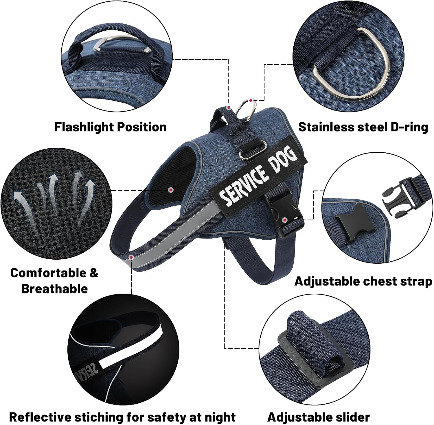 Thumbnail 2 de Belababy Service Dog Harness XS Denim Blue