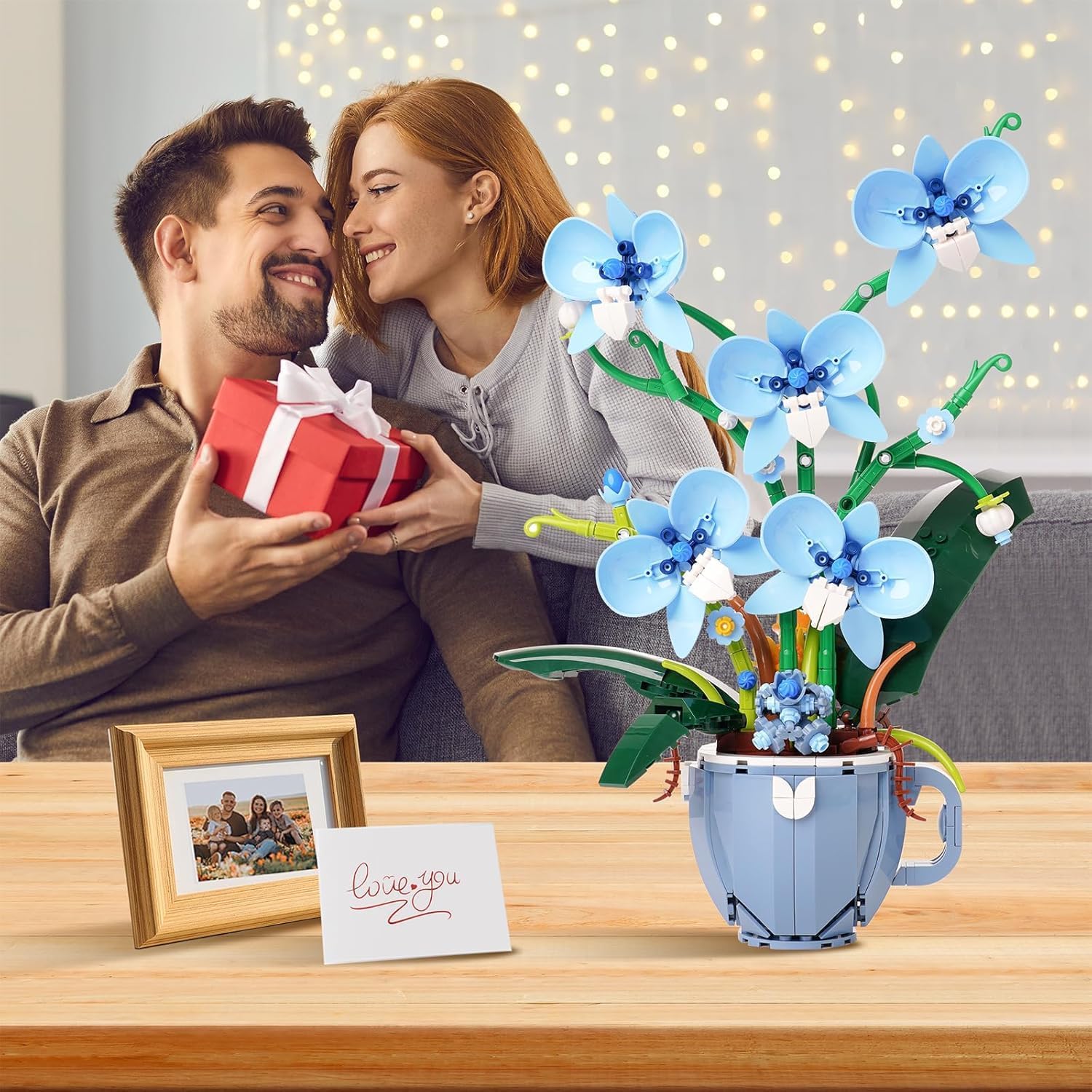 Detalle de Blue Orchid Ideas Flowers Building Block Set (567-piece DIY orchid) for home decoration