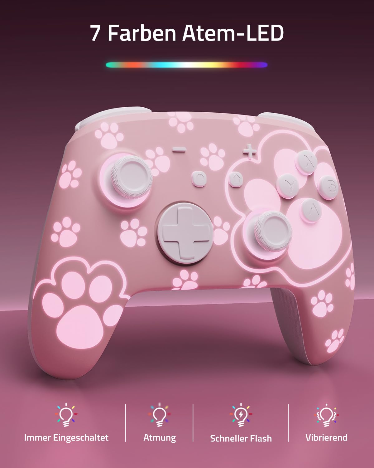 Detalle de PALPOW Switch 2 Pro Controller Wireless – Katzenpfote Rosa, kompatibel mit Switch 2/OLED/Lite