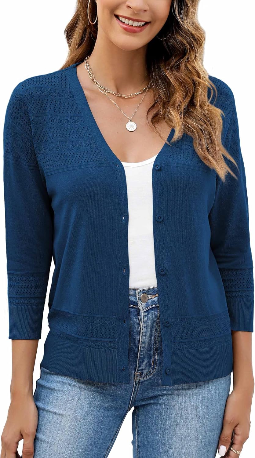 Thumbnail 6 de Neineiwu Strickjacke Damen V-Ausschnitt 3/4