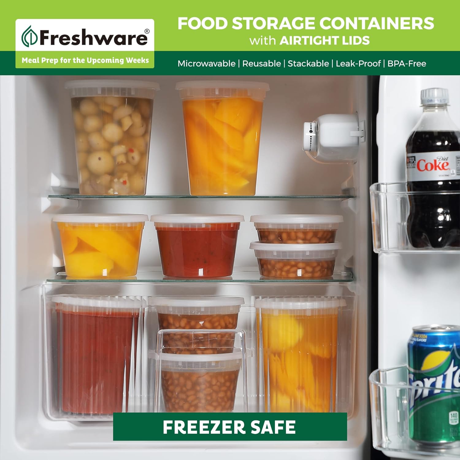 Thumbnail 6 de Freshware 24-Count 32 oz Plastic Deli Containers with Lids - Leakproof, BPA Free, Stackable, Microwave/Dishwasher/Freezer Safe